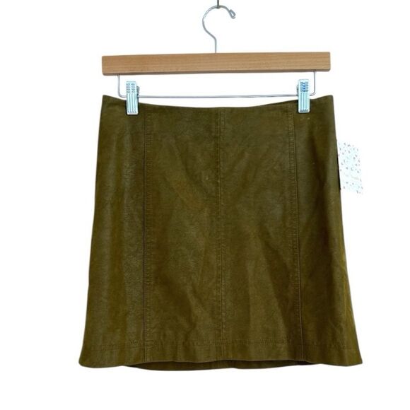 Free People Tobacco Brown Modern Femme Vegan Suede Mini Skirt, Size 4, NWT - Picture 2 of 9